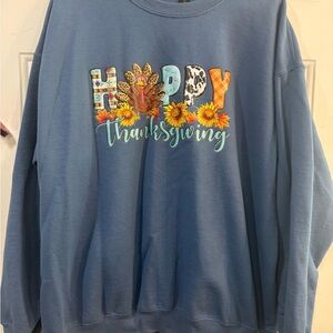 Gildan Blue Happy Thanksgiving Sweatshirt